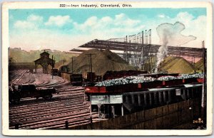 VINTAGE POSTCARD THE IRON INDUSTRY IN ACTION AT CLEVELAND OHIO POSTED 1929