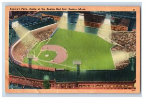 Vintage Fenway Park Boston Red Socks Night Game Kenmore Square Postcard P141