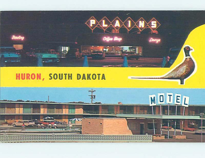 Unused Pre-1980 OLD CARS & PLAINS MOTEL Huron South Dakota SD M0462-22