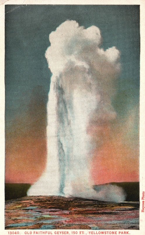 Vintage Postcard Old Faithful Geyser Yellowstone National Park J. E. Haynes Pub.