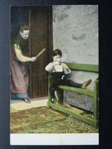 Children Smoking Cigarette Cigar Pipe CAUGHT SMOKING FATHERS PIPE c1905 Postcard