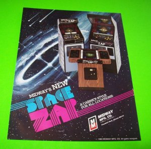 Space Zap Arcade Flyer 1980 Original NOS Video Game Sci-Fi Retro Artwork