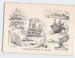 Postcard Transportation By Water Americas Bicentennial USA