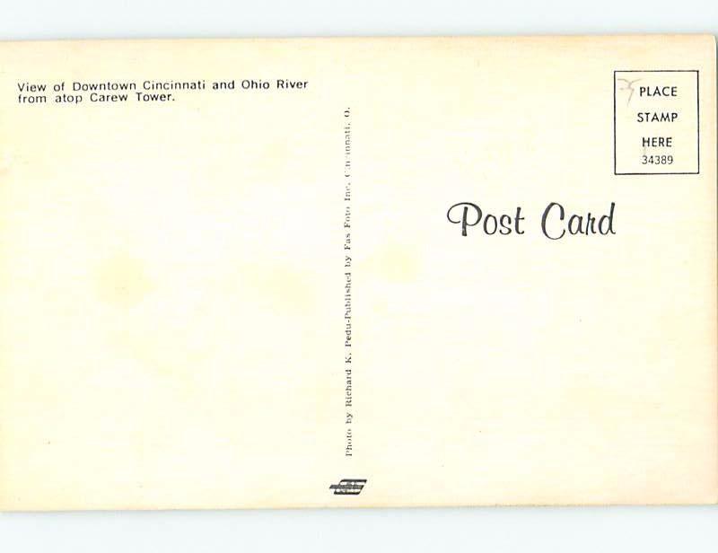 1960's postcard BINOCULARS MACHINE AT CAREW TOWER DECK Cincinnati OH F9347
