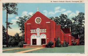 J78/ Covington Louisiana Postcard c1940s St Peter's Catholic Church 76