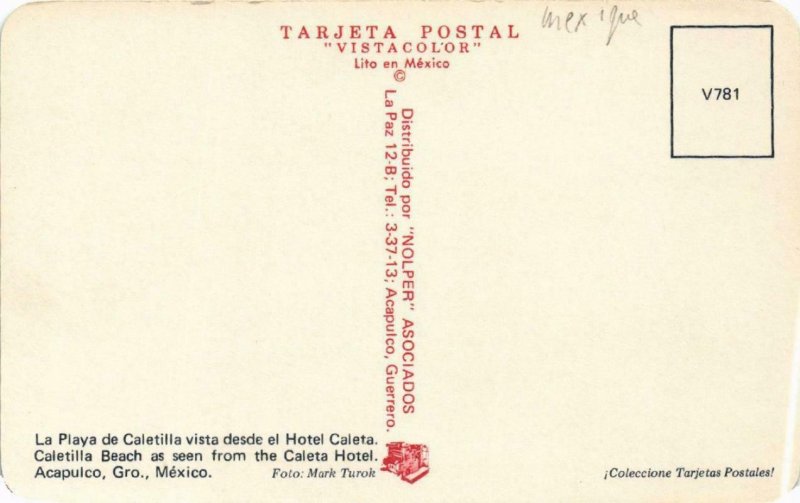 CPM AK ACAPULCO La Playa Caletilla vista desde el Hotel Caleta MEXICO (640250)