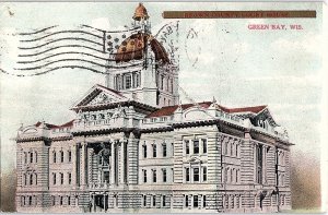 Postcard COURT HOUSE SCENE Green Bay Wisconsin WI AI4556