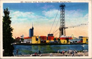 Illinois Chicago World's Fair General View Across Lagoon 1933