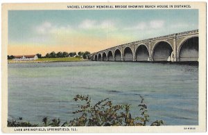 Vachel Lindsay Memorial Bridge Showing Beach House Distance Springfield Illinois