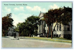 c1910 Kansas University Exterior Building Road Lawrence Kansas Vintage Postcard