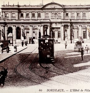 Bordeaux France City Hall Railway Food Cart 1910s WW1 Era Postcard PCBG12A