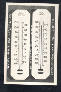 RPPC FORT PECK MONTANA THERMOMETER UNUSUAL TEMPS VINTAGE REAL PHOTO POSTCARD