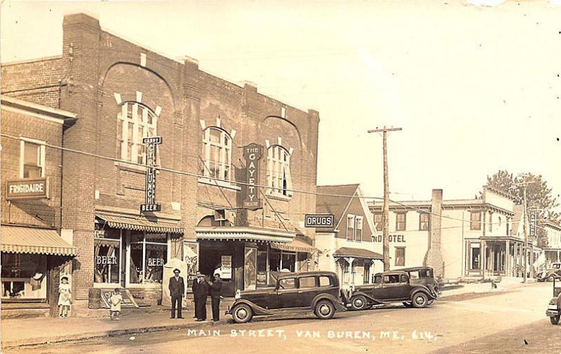 Van Buren ME Main Street The Gayety Theatre Movie Posters RPPC Postcard