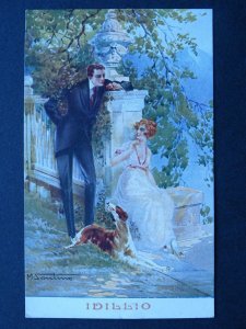 Romance Italian IDILLIO / idyll is a short Romantic poem M. Santino Old Postcard
