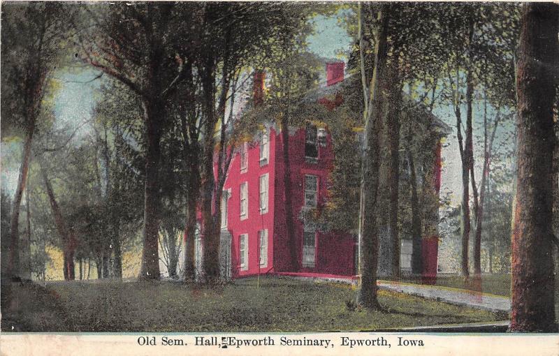 D19/ Epworth Iowa Ia Postcard c1910 Old Seminary Hall Epworth Seminary