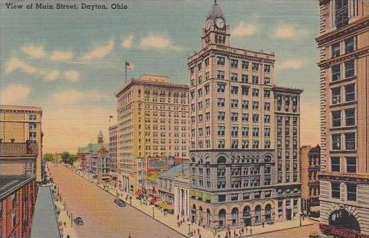 Ohio Dayton View Of Main Street 1943 Albertype