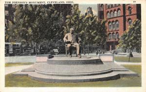 CLEVELAND, OH Ohio  TOM JOHNSON'S MONUMENT Park~Cars~Buildings  c1920's Postcard