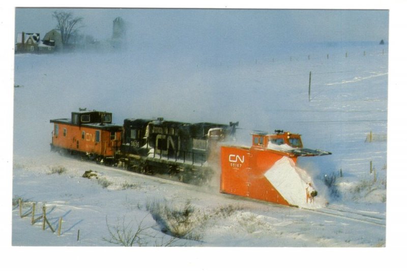 CN Railway Snow Plow Train, Bedford Subdivision, Milford, Nova Scotia, 1987