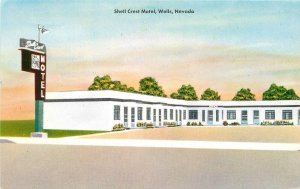 Postcard Nevada Wells Shell Crest Motel occupation Singleton 23-8329