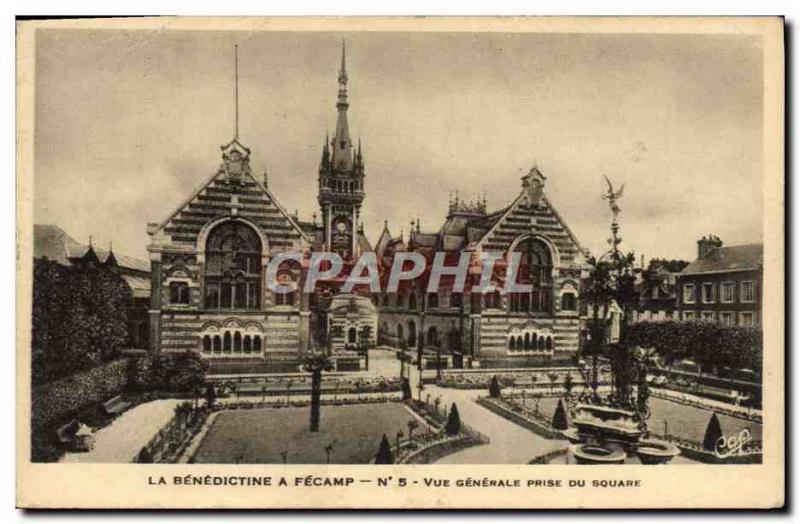 Old Postcard The Benedictine Fecamp Vue Generale has taken the Square