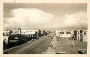 c1940 RPPC Postcard Street Scene, Anchorage AK Signs, Brickley T-8, unposted