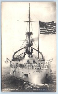 RPPC USS Kentucky Battleship Navy Real Photo Postcard Spanish American War