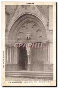 Old Postcard Aigueperse Notre Dame Church main entrance Auvergne