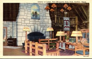 Illinois Grafton Pere Marquette State Park Interior Of Lodge 1951 Curteich