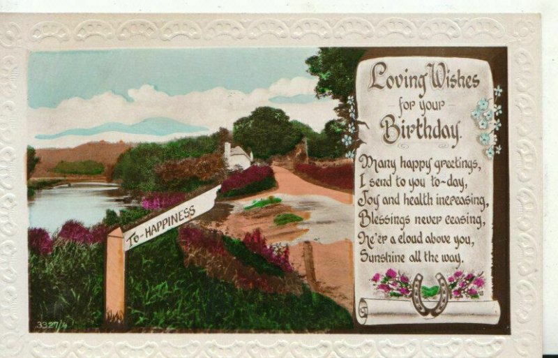 Greetings Postcard - Loving Wishes For Your Birthday - Country Lane - Ref TZ986