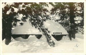 Postcard RPPC 1940s California Azusa Crystal Lake Store winter snow 23-11147