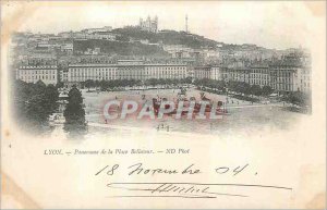 Old Postcard Panorama Lyon Place Bellecour (map 1900)