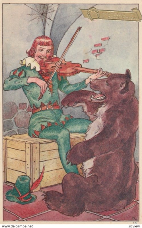 Violin Player & Bear , 1910-20s