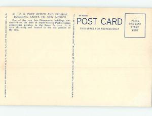 Unused Linen POST OFFICE SCENE Santa Fe New Mexico NM hs1150