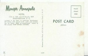 America Postcard - Manger Annapolis Hotel - Washington D.C. - Ref 2995A