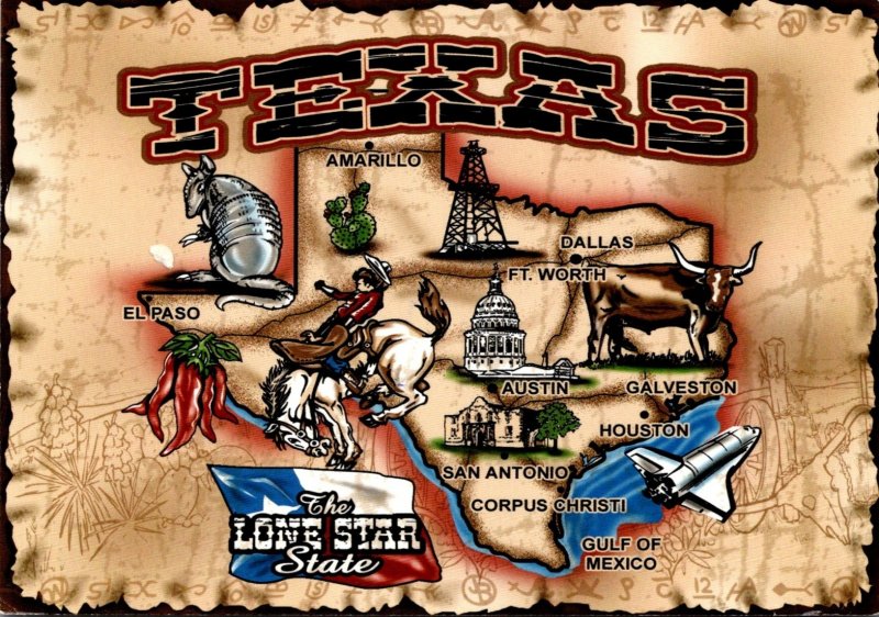 Texas Map Of The Lone Star State 2005