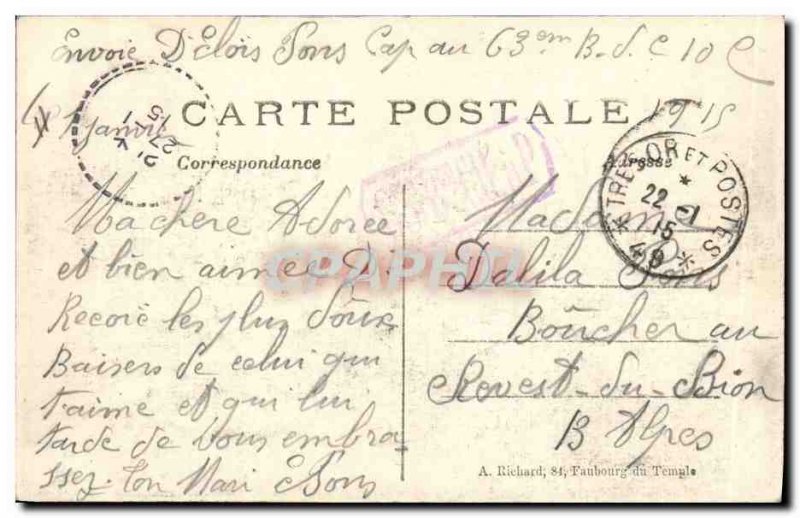 Old Postcard Army Verberie near Compiegne Construction & # 39un temporary bri...