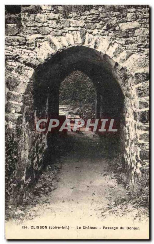 Old Postcard Clisson Chateau Passage du Donjon