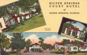 Vintage Postcard 1930's Silver Springs Court Hotel Cottages Florida Structure FL