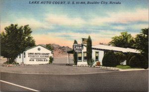 Lake Auto Court Coulder City Nevada Postcard PC380