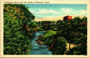 Iron Foot Bridge Wilimantic River Willimantic Connecticut CT UNP Linen Postcard