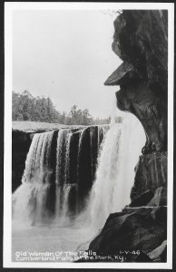 Old Woman of the Falls Cumberland Falls State Park Kentucky RPPC Unused c1940s