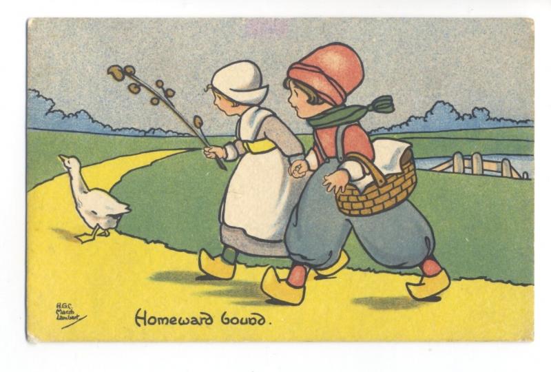 ch0089 - Dutch Children - Homeward Bound - artist H Marsh Lambert - postcard