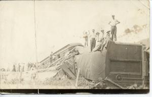 REAL PHOTO POSTCARD RAILROAD TRAIN WRECK DISASTER RPPC