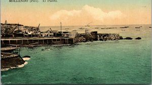 Vtg 1910s El Puerto Port Fishing Dock Mollendo Peru Unused Postcard