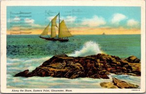 Massachusetts Gloucester Sailing Along The Coast 1945 Curteich