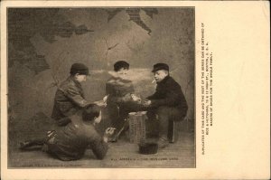 Rice & Hutchins Shoe Co Boston MA - Kids Boys Playing Cards Smoking Cigarettes