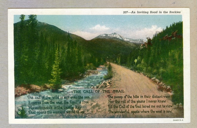 The Call of the Trail, An Inviting Road in the Rockies, unused Postcard