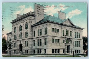 1912 White School Exterior Building Peoria Illinois IL Vintage Antique Postcard