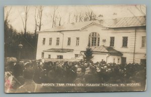 RUSSIAN WRITER COUNT LEO TOLSTOY FUNERAL ANTIQUE REAL PHOTO POSTCARD RPPC