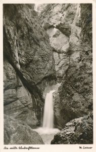 RPPC Almbach Gorge Germany Almbachklamm Waterfall - Berchtesgaden Park - pm 1952